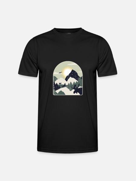 Nature Forest Mountains Hiking - Men's Functional T-Shirt - black