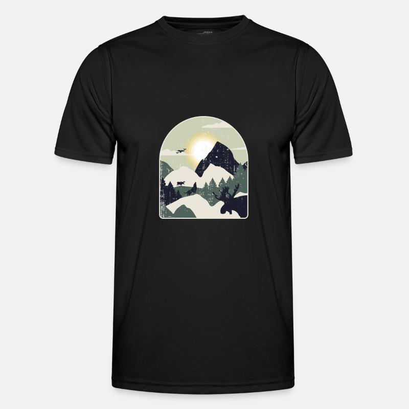 Nature Forest Mountains Hiking - Men's Functional T-Shirt - black
