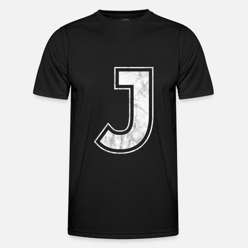 Buchstabe J - Männer Funktions-T-Shirt - Schwarz