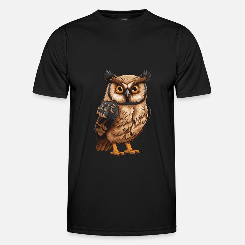 Eule Tier - Männer Funktions-T-Shirt - Schwarz