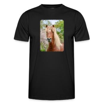 Aegidienberger horse Icelander-Paso-Mix portrait - Men's Functional T-Shirt - black - Front - AI Model Male 178 dark (178cm)