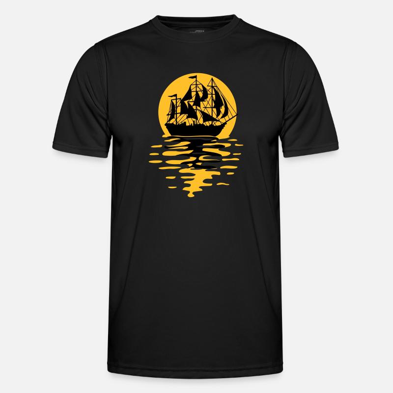 Sailing ship silhouette design - Men's Functional T-Shirt - black