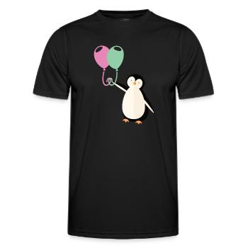 Sweet penguin with balloon - Men's Functional T-Shirt - black - Front - AI Model Male 178 dark (178cm)