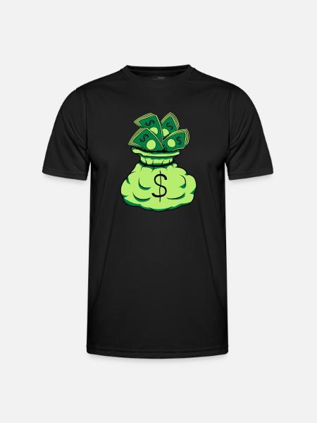 Geld Sack Scheine - Männer Funktions-T-Shirt - Schwarz