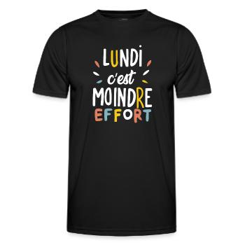 Lundi c'est moindre effort - T-shirt sport Homme - noir - Devant - AI Model Male 178 dark (178cm)