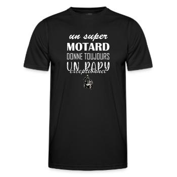 Un super motard papy grand-père moto humoristique - T-shirt sport Homme - noir - Devant - AI Model Male 178 dark (178cm)
