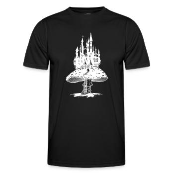 Märchenschloss auf einem riesigen Fliegenpilz - Männer Funktions-T-Shirt - Schwarz - Vorne - AI Model Male 178 dark (178cm)