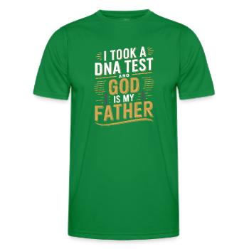DNA test done, God is my father! Christian - Men's Functional T-Shirt - kelly green - Front - AI Model Male 178 dark (178cm)