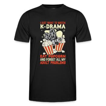 Soirée cinéma-cinéma-pop-corn-cinéma Regarder - T-shirt sport Homme - noir - Devant - AI Model Male 178 dark (178cm)