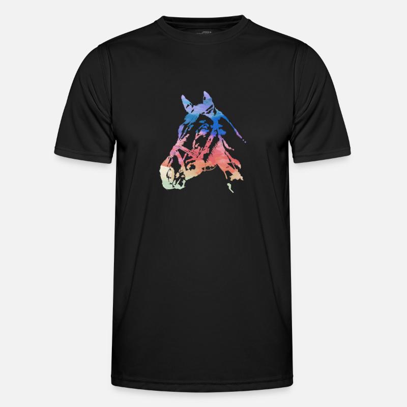 pferdekopf,pferd,aquarell,pink,malerei,bunt Männer Funktions-T-Shirt