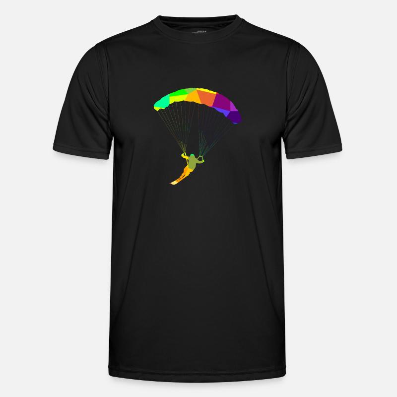 Ski Paragliding Regenbogen Farben Polygon Sport Männer Funktions-T-Shirt