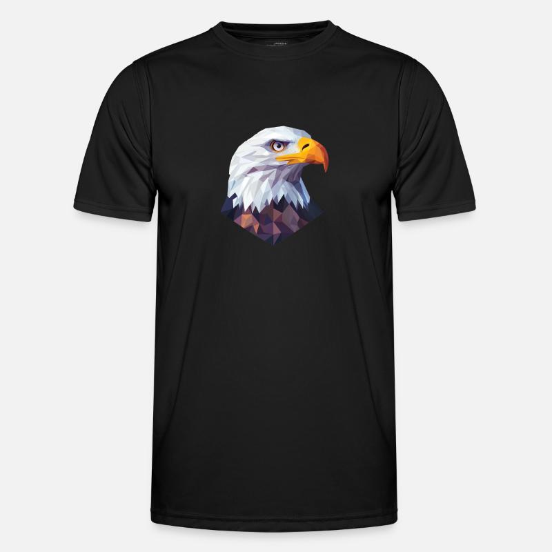 Conception du logo Low Poly de la tête d’aigle - T-shirt sport Homme - noir