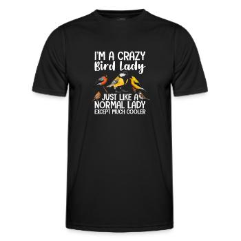 Ich bin eine verrückte Vogeldame, genau wie eine normale Dame - Männer Funktions-T-Shirt - Schwarz - Vorne - AI Model Male 178 dark (178cm)
