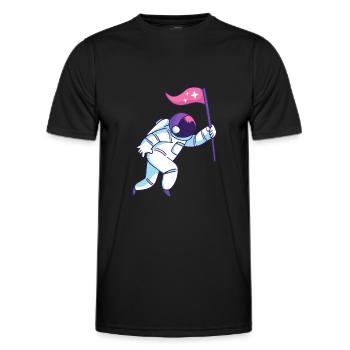 Astronaut mit Fahne Geschenk Geschenkidee - Männer Funktions-T-Shirt - Schwarz - Vorne - AI Model Male 178 dark (178cm)