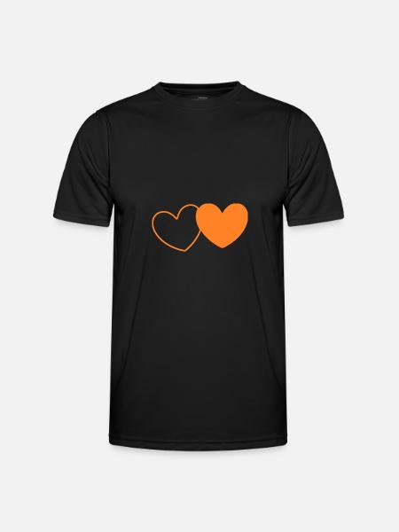 Valentine's Day Heart Orange - Men's Functional T-Shirt - black