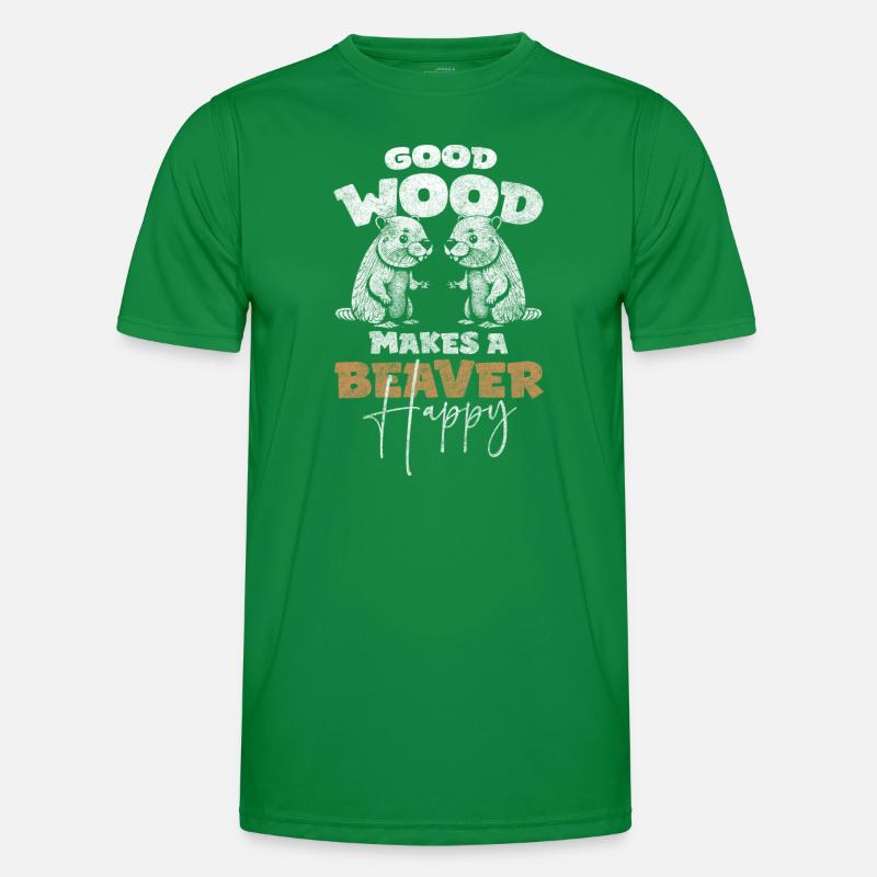 Rodent, builder, tree trunks, nature conservation Men's Functional T-Shirt