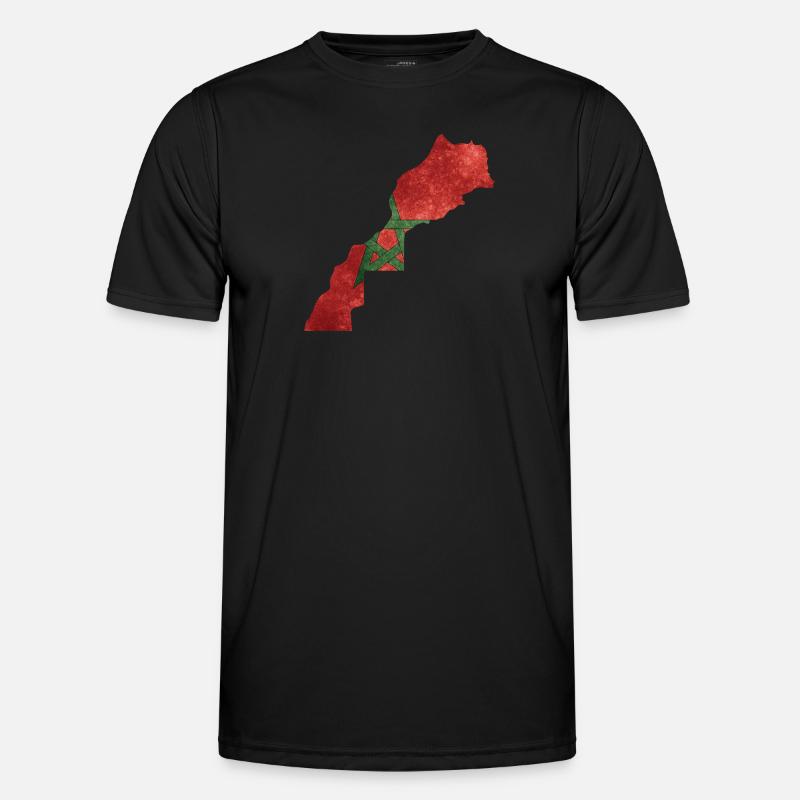 Maroc - frontière nationale dans le drapeau national T-shirt sport Homme