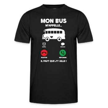 Mon Bus M'appelle | Bus Prendre Conducteur Bus - T-shirt sport Homme - noir - Devant - AI Model Male 178 dark (178cm)