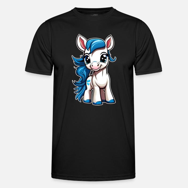 Cute smiling pony - Men's Functional T-Shirt - black