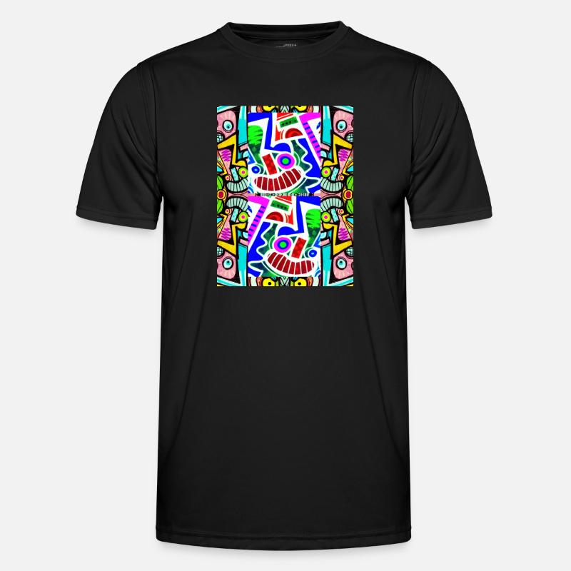 Pop art Pattern Face Graffiti - Men's Functional T-Shirt - black