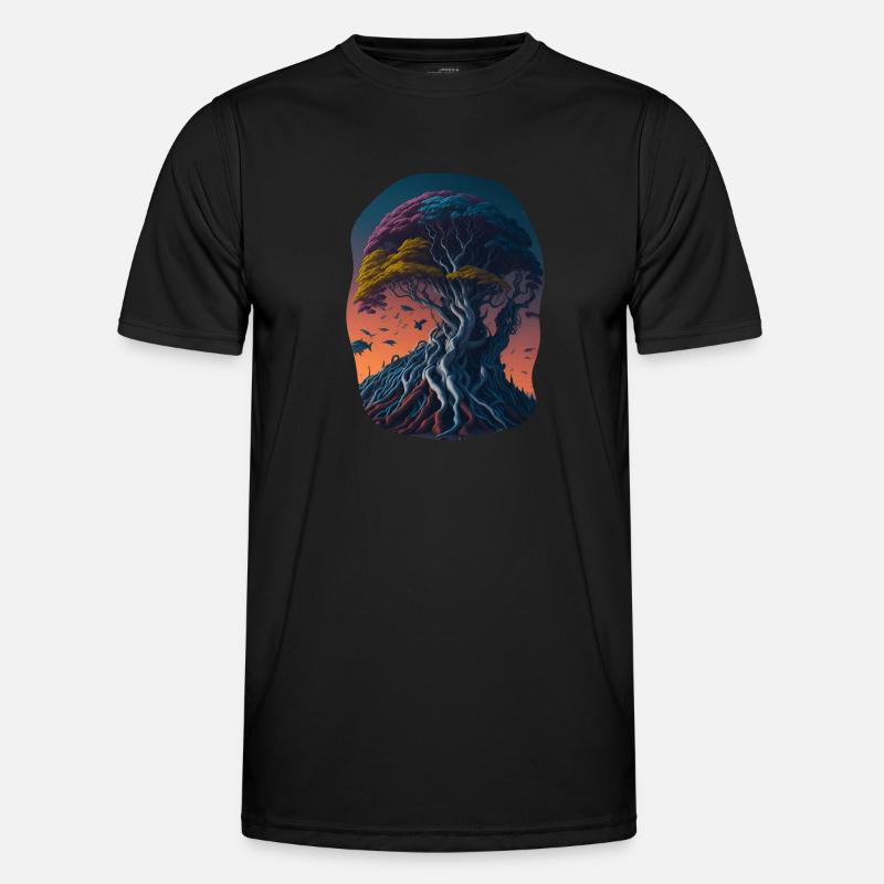 Surreal world from an imaginative tree - Men's Functional T-Shirt - black