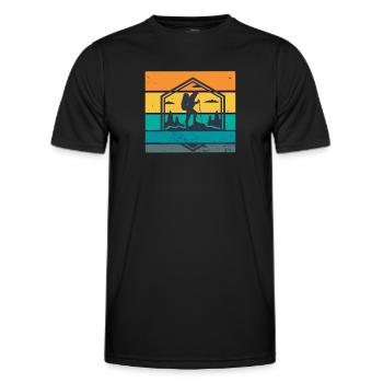 Hiking retro - Men's Functional T-Shirt - black - Front - AI Model Male 178 dark (178cm)