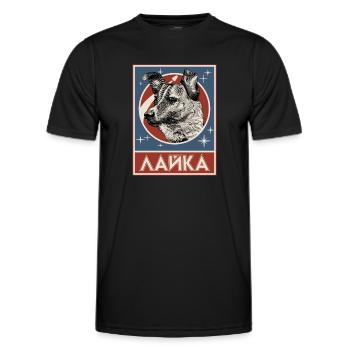 Sowjetischer Weltraumhund Laika - Männer Funktions-T-Shirt - Schwarz - Vorne - AI Model Male 178 dark (178cm)