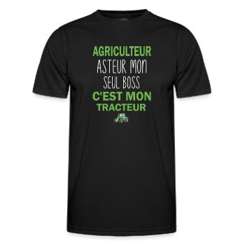Agriculteur asteur mon seul boss cest mon tracteur - T-shirt sport Homme - noir - Devant - AI Model Male 178 dark (178cm)