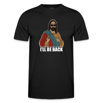 Funny Christian, I'll be Back, Jesus Christ - Men's Functional T-Shirt - black - Front - AI Model Male 178 dark (178cm)