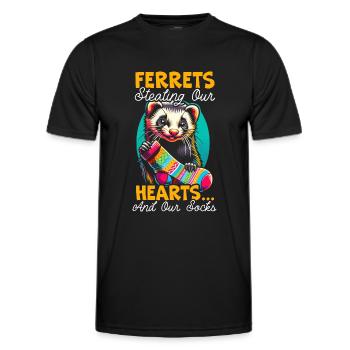 Drôle d’amant furet belette mammifère animal - T-shirt sport Homme - noir - Devant - AI Model Male 178 dark (178cm)