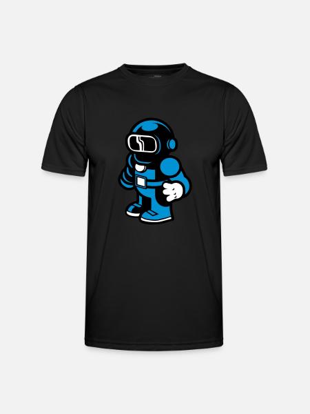Cartoon Spaceman Astronaut - Men's Functional T-Shirt - black