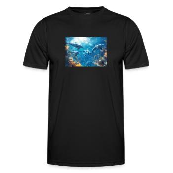 Dauphin Grand dauphin Mammifère marin École de dauphins - T-shirt sport Homme - noir - Devant - AI Model Male 178 dark (178cm)