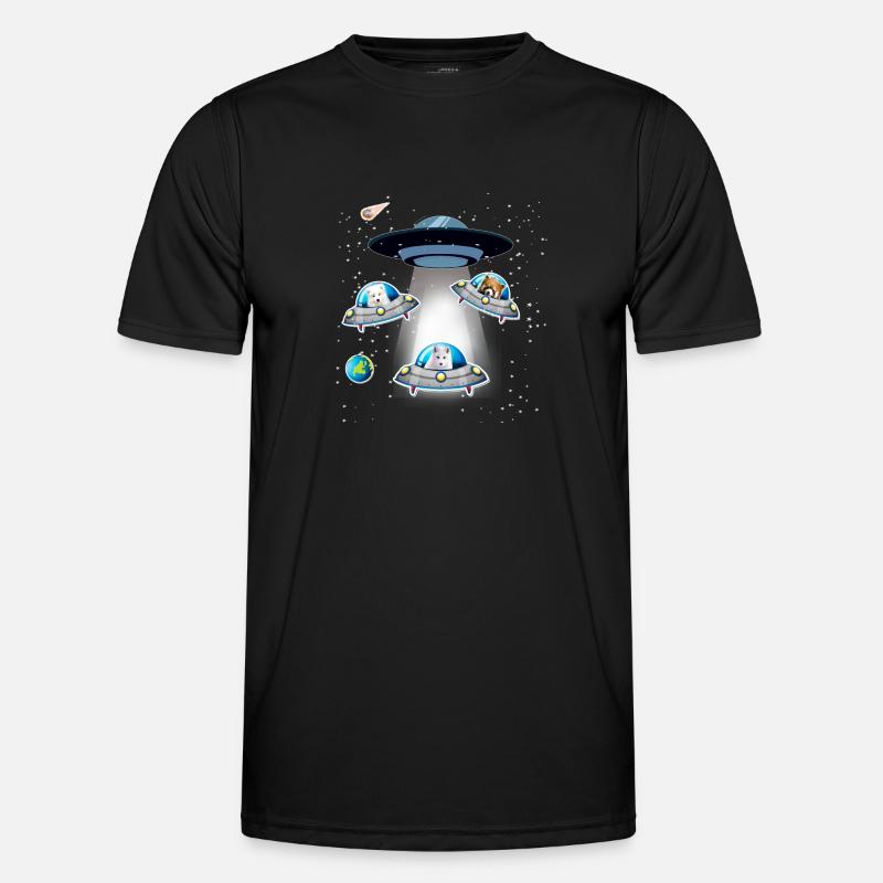 Arctic Fox,Samoyed,Red Panda, UFO,Space,Star - Men's Functional T-Shirt - black