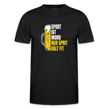 Sport ist mord nur sprit hält fit - Männer Funktions-T-Shirt - Schwarz - Vorne - AI Model Male 178 dark (178cm)