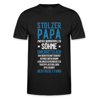 STOLZER PAPA ZWEI SÖHNE VATERTAG - Männer Funktions-T-Shirt - Schwarz - Vorne - AI Model Male 178 dark (178cm)