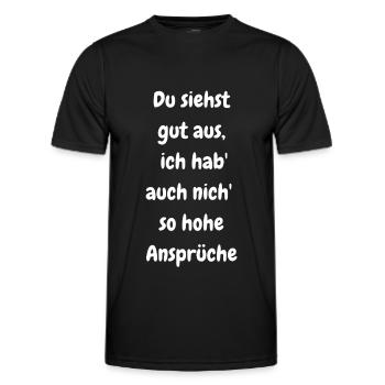 "Du siehst gut aus – Ich bin nicht wählerisch" - Männer Funktions-T-Shirt - Schwarz - Vorne - AI Model Male 178 dark (178cm)