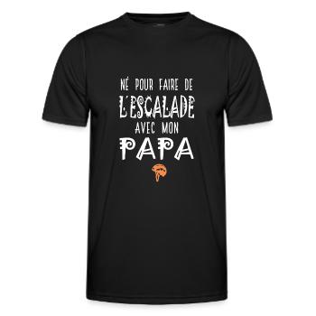 né pour faire de l'escalade avec mon papa grimpe - T-shirt sport Homme - noir - Devant - AI Model Male 178 dark (178cm)