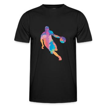 Dribbling Basketball Spieler Basketballer bunt - Männer Funktions-T-Shirt - Schwarz - Vorne - AI Model Male 178 dark (178cm)