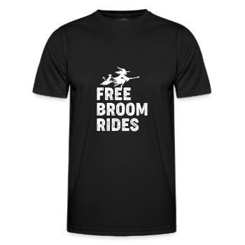 Kostenloses Besen reiten Hexe mit Katze auf Besen - Männer Funktions-T-Shirt - Schwarz - Vorne - AI Model Male 178 dark (178cm)