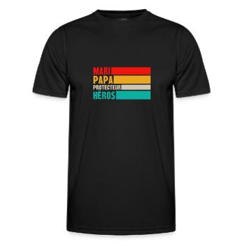 mari papa protecteur héros - T-shirt sport Homme - noir - Devant - AI Model Male 178 dark (178cm)