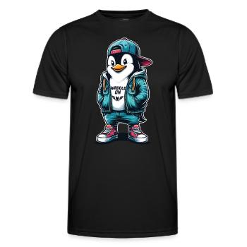 Hipster Penguin Waddle On with Style - Men's Functional T-Shirt - black - Front - AI Model Male 178 dark (178cm)