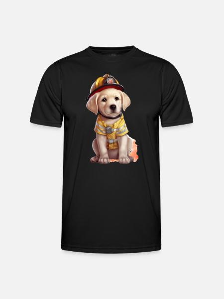 Firefighter cute labrador - Men's Functional T-Shirt - black