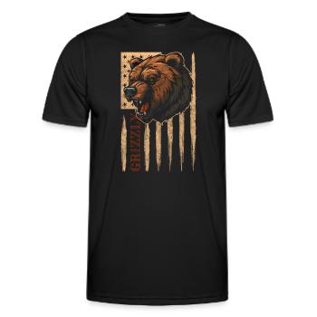 Fourrure de grizzli Ours polaire - T-shirt sport Homme - noir - Devant - AI Model Male 178 dark (178cm)