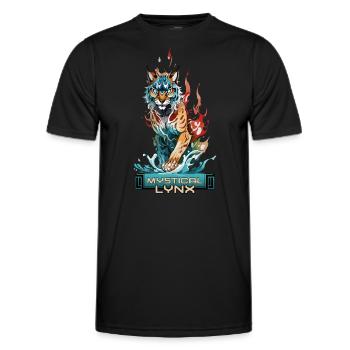 Mystischer Luchs: Wächter des Wassers und des Feuers - Männer Funktions-T-Shirt - Schwarz - Vorne - AI Model Male 178 dark (178cm)