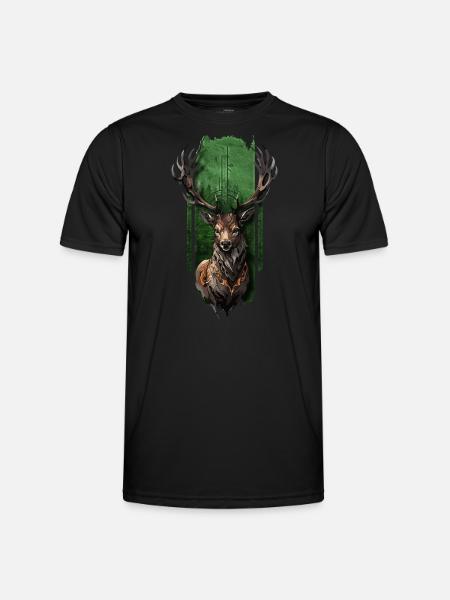 Königlicher Hirsch - Männer Funktions-T-Shirt - Schwarz