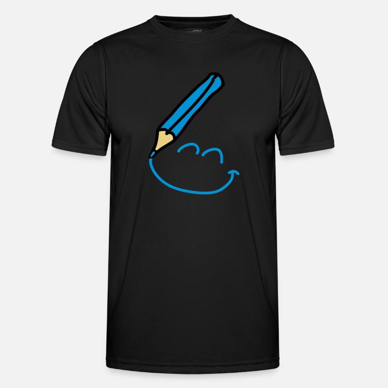 doodle_smiley_3c - Männer Funktions-T-Shirt - Schwarz