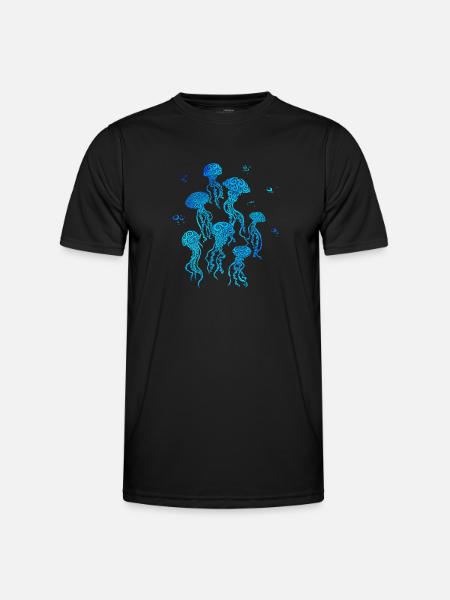 Swirly Jellyfish - Männer Funktions-T-Shirt - Schwarz