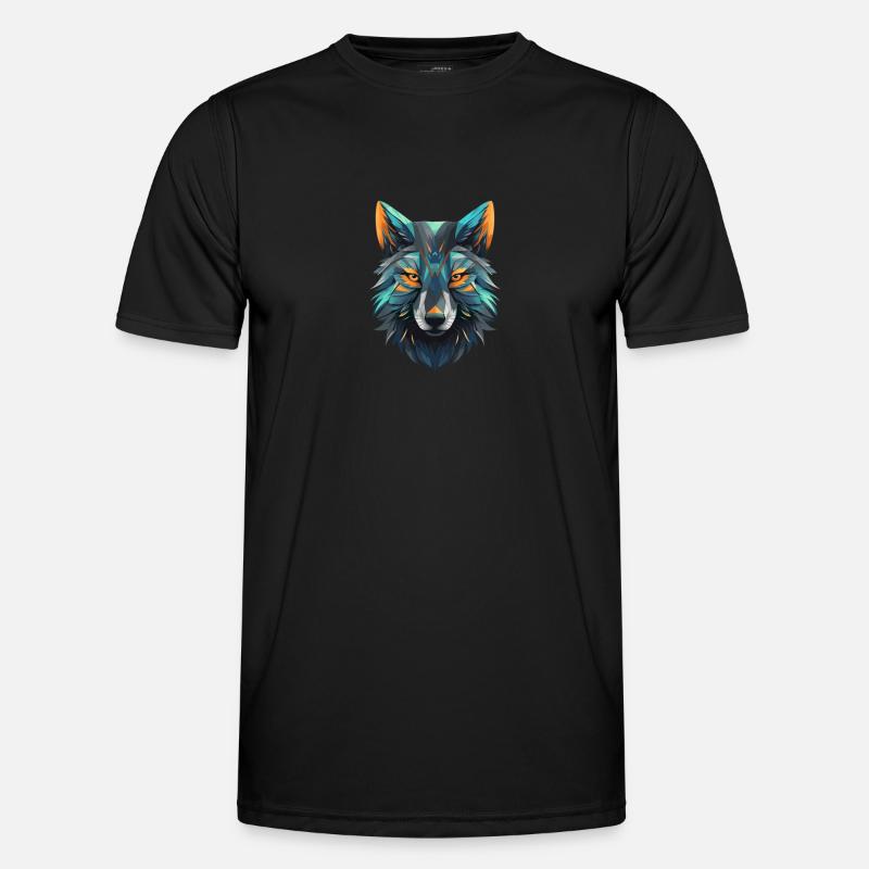 Polygon Wolf Kopf Männer Funktions-T-Shirt