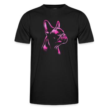 French bulldog drawing head pink - Men's Functional T-Shirt - black - Front - AI Model Male 178 dark (178cm)