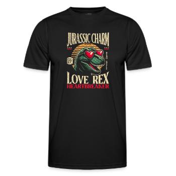 T-Rex Charm Dinosaurier Herzensbrecher - Männer Funktions-T-Shirt - Schwarz - Vorne - AI Model Male 178 dark (178cm)